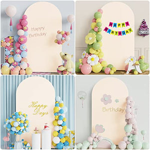 Wokceer 7.2FT Wedding Arch Cover Spandex Fitted Wedding Arch Stand Covers Round Top Chiara Arch Backdrop Cover for Birthday Party Ceremony Banquet Decoration Beige