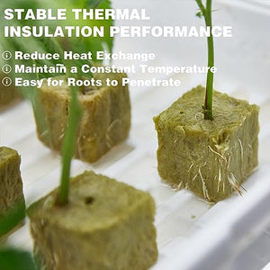 CastleGreens Rock Wool Planting Cubes, Rockwool Cubes 1 inch, Rockwool Cubes for Hydroponics, Great for Rooting, Cuttings, Cloning Plants, Seed Germination (4 Sheets, 200 Cubes Total)