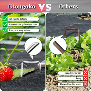 Gtongoko 6 Inch Galvanized Landscape Staples 120 Pack 11 Gauge Anti-Rust Ground Sod Pins Yard Stakes for Weed Barrier Fabric