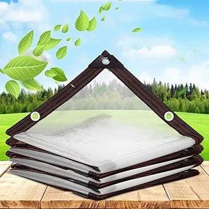 Transparent Waterproof Tarpaulin - with Eyelets 4x6 FT,with 1 Rolls Ropes,Plant Cover Poly Tarp for Garden Rainproof Covering Garden Plant Outdoor
