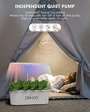 ZMHOO Hydroponics Growing System Indoor Garden, Plant Germination Kit with 2 Led Grow Light Modes, Smart Timer Starter Kit, Adjustable Easy-to-Install Magnetic Light Rod for Home, Kitchen, Gardening