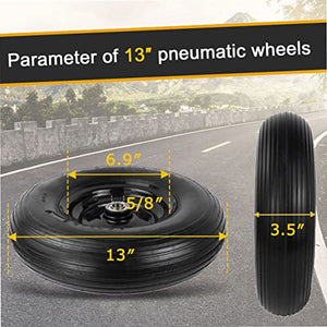 Tire Flat Free 14.5 Upgraded 4.00-6 Pneumatic Tire and Wheel, 13'' Residential Wheelbarrow Tires Replacement, Air Filled Wheel Assemblies with 5/8" and 3/4" Center Bearin (1, black)