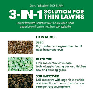 Scotts Turf Builder THICK'R LAWN Grass Seed, Fertilizer, and Soil Improver for Sun & Shade, 4,000 sq. ft., 40 lbs.