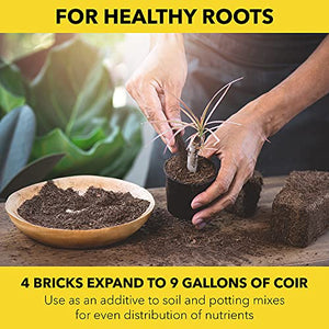 Harris Coco Coir Pith, 4 Bricks Expand to 9 Gallons of Coconut Coir to Promote Healthy Root Growth