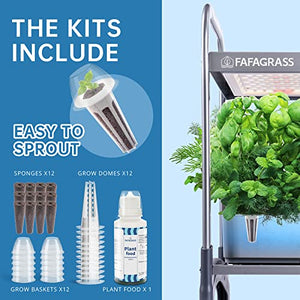 FAFAGRASS Hydroponics Growing System 12 Pods Stackable Indoor Garden with 6L Removable Tank, Hydroponic Garden with Aeration Pump, 17’’ Height Smart Indoor Herb Garden with Grow Light for Kitchen