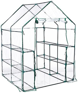 Greenhouse - Walk in Greenhouse with 8 Sturdy Shelves and PVC Cover for Indoor or Outdoor Use - 56 x 56 x 76-Inch Green House by Home-Complete