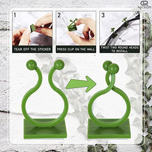 Wall Plant Clips for Climbing Plants - 110Pcs Green Vine Plant Support Plastic Clips Plant Accessories Self Adhesive Clips for Hanging plant hooks indoor - Self Adhesive Cable Clips Wall Plant Holder