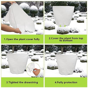 Svepndic 4 Pack Winter Plant Covers Freeze Protection,39X39 Reusable Plant Protector Bag with Drawstring,Winter Plants Jacket Warm Shrubs Cover Blanket Frost Protection for Outdoor Garden Plants