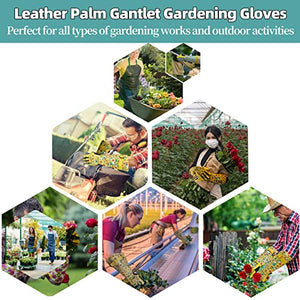 MSUPSAV Genuine Leather Garden Gloves&Gardening Gloves,Thorn Proof&Puncture Resistance Yard Work Gloves,Touchscreen Long Garden Gloves for Digging Planting Weeding,Gardening Gifts (Medium,Tuilp)