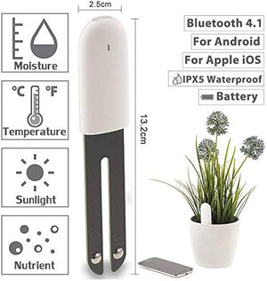 WANFEI Plant Monitor Soil Test Kit,Flower Care Soil Tester Smart Plant Tracker Intelligent Sensor Plants Detector Bluetooth Monitor for Light Moisture Fertility Temperature Level for iOS and Android