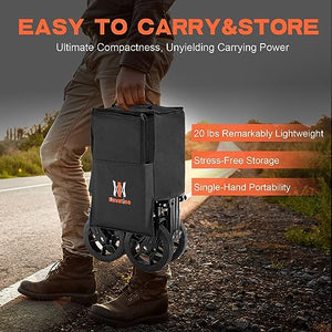 Navatiee Collapsible Folding Wagon, Wagon Cart Heavy Duty Foldable with Two Drink Holders, Utility Grocery Wagon for Camping Shopping Sports, S2, Black