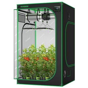 VIVOSUN S448 4x4 Grow Tent, 48"x48"x80" High Reflective Mylar with Observation Window and Floor Tray for Hydroponics Indoor Plant for VS4000/VSF4300