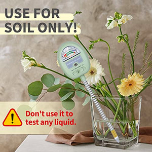Soil Moisture Meter,4-in-1 Soil Ph Meter, Soil Tester for Moisture, Light,Nutrients, pH,Soil Ph Test Kit, Great for Garden, Lawn, Farm, Indoor & Outdoor Use (No Battery Required)
