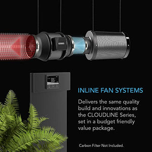 AC Infinity CLOUDLINE LITE B6, Quiet 6” Inline Duct Fan with Temperature Controller - Ventilation Exhaust Fan for Heating Cooling Booster, Grow Tents, Hydroponics