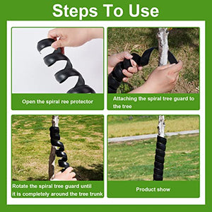 Ecmln 4 PCS Tree Trunk Protector,2 Size Plastic Spiral Tree Guard,Tree Wrap Tree Bark Protector Tube for Saplings Plants Seedlings Deer Rabbit Cats Rodents (Black)
