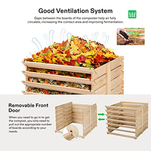 VIVOSUN Wooden Compost Bin, Removable Front Door, Easy to Setup for Backyard, Lawn (Black with Gloves and Liner)