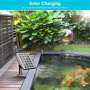 NFESOLAR Solar Pond Aerator, 2 Modes Battery Powered Solar Aerator for Ponds Outdoor, Solar Aquarium Air Pump Pool Aerator for Small Fish Pond Stock Tank Hydroponics Wildlife