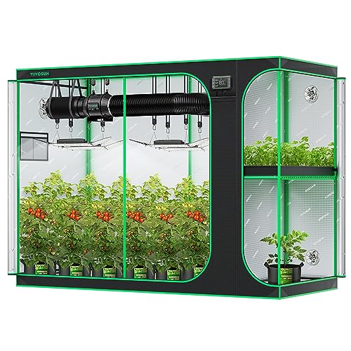 VIVOSUN D948 2-in-1 9x4 Grow Tent, 108"x48"x80" High Reflective Mylar with Multi-Chamber and Floor Tray for Hydroponic Indoor Plant