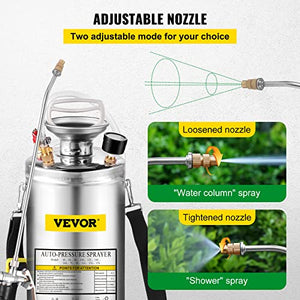 Happybuy 2 Gallon Stainless Steel Sprayer, 20" Wand & 3FT Reinforced Hose, Hand Pump Sprayer with Pressure Gauge, Safety Valve & Adjustable Nozzle, Garden Weed Sprayer for Lawn, Gardening &Sanitizing1