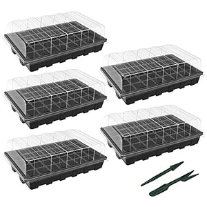 Gardzen 5-Set Seed Starter Tray Kits, Plant Germination Trays, Seed Starting Trays with Dome and Base (40-Cell Per Tray)