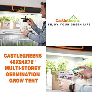 CastleGreens 48"x24"x72" Multi-Storey Grow Tent, Extra-Large Observation windows, Heavy-Duty 600D Mylar Plant Tent, Waterproof Growing Tents, Fit in Indoor Planting, Hydroponics, 4-Layers of seedlings