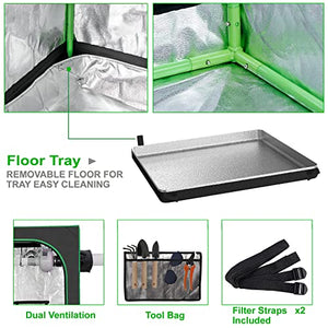 Nova Microdermabrasion 48'' x 48''x 80'' Grow Tent, 4'x4' Indoor High Reflective Mylar Hydroponic Growing Tent Room with Observation Window and Floor Tray for Plant Fruit Flower Veg