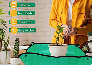 Potting Tray Mat, 29.5"x39.4" Plant Repotting Mat, Waterproof Potting Tray for Potting Soil Indoor Plants, Foldable Gardening Tray Mat, Portable Potting Tray Soil Mat for Live Plants Succulents