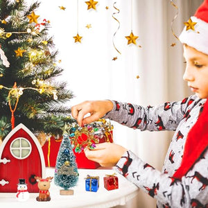 23PCS Christmas Wooden Miniature Fairy Door Kit,Christmas Elf Girl Fairy Doors Decorations Door Enchanted,Tooth Miniature Fairy Door Accessories for Xmas DIY Craft Dollhouse Garden Decor