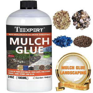 Teexpert Mulch Glue-1 Litre/34OZ Mulch Glue for Landscaping, Ready to Use Mulch Glue Stabilizer High Strength Landscape Adhesive Lock Non-Toxic Resin Binder for Gravel, Stones, Mulch & Bark