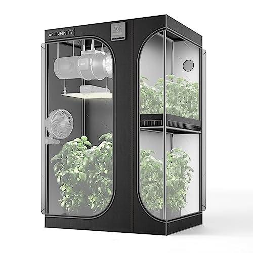 AC Infinity CLOUDLAB 743D 2-in-1 Advance Grow Tent, 48”x36”x72” Thickest 1 in. Poles, Highest Density 2000D Diamond Mylar Canvas, 4x3 for Hydroponics Indoor Growing