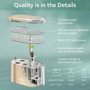 inbloom Hydroponics Growing System, Upgrade Indoor Herb Garden 3.0 with More 20% Red Grow Light, Plants Germination Kit, No Installation, Height Adjustable, Automatic Timer, Gifts for Friend - Gold