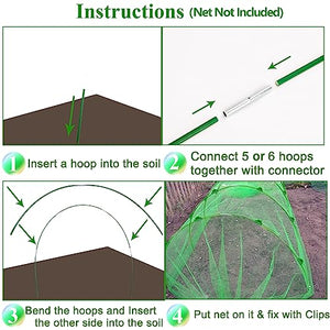 Greenhouse Hoops Grow Tunnel 6 Sets of 8FT Long Garden Hoops, Rust-Free Fiberglass Garden Hoops Frame for Garden Netting Raised Bed Plant Shade Cloth Row Cover, DIY Plant Support Garden Stakes, 36pcs