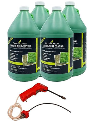 4 Gallons Green Canary Pre-Mixed Grass Colorant -Includes One Battery Powered Sprayer - Environmentally Safe, Natural Looking Turf, Green Grass Paint, Ready to Apply Grass Colorant, Made in USA