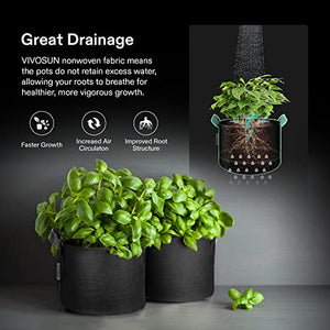 VIVOSUN 5-Pack 5 Gallon Grow Bags Heavy Duty 300G Thickened Nonwoven Plant Fabric Pots with Handles