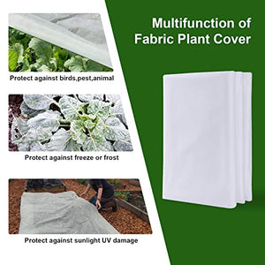 Kikhope Plant Covers Freeze Protection, 3 Packs 5ft x 10ft Floating Row Cover Garden Non-Woven Fabric Plant Cover Frost Blankets for Cold Weather, Overheat Prevention, Insects Barrier, White