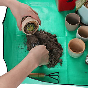 Plant Repotting Mat for Indoor Plants Potting Soil Mix, Waterproof Plant Repotting/Potting Tray, Potting Mat Gardening Tray Accessories for House Plants Succulents Cactus Bonsai Pots (26.8" x 26.8")