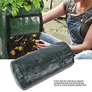 DQRICH Composting Bag，Reusable Leaf Lawn Bags，Collapsible Yard Waste Bags Compost Bins with Lid for Kitchen, 15 Gallon/34 Gallon Multifunction Gardening Container，Come with Gloves, Green