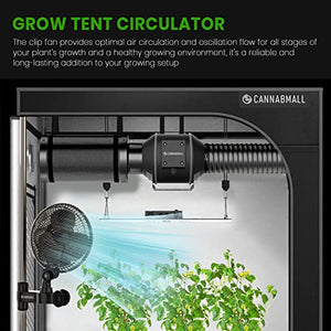CANNABMALL Clip On Fan for Grow Tents 6 Inch Oscillating Fan with Adjustable Grip Clip and 2-Speed Options, Strong Airflow, Humidity Resistant Motor, Quiet Hydroponics Circulation Cooling (Black)