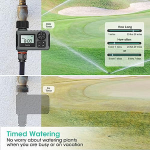 Outdoor Garden Hose Faucet Timers, Programmable Water Sprinkler Timer with Rain Delay/Manual/Automatic Drip Irrigation and Lawn Watering System for Yard , 1 Outlet