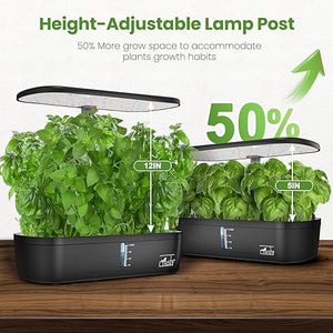 CYBSDF Hydroponics Growing System, 12 Pods Indoor Garden System with LED Full-Spectrum Plant Grow Light, Height Adjustable Indoor Herb Garden, Built-in Timer Function Herb Garden Kit Indoor Blue-5