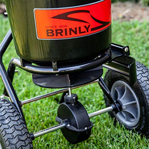 Brinly P20-500BHDF-A Push Spreader with Side Deflector Kit and Hopper Grate, 50 lb. Capacity, Matte Black
