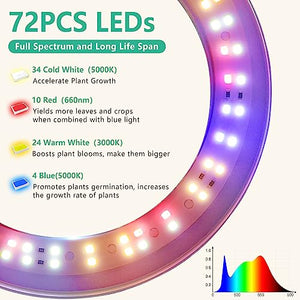 LORDEM Plant Grow Light, Full Spectrum Plant Light for Indoor Plants, Brightness Adjustable LED Growing Lamp with Auto On/Off Timer 4H/8H/12H, Height Adjustable, Ideal for Tall Plants