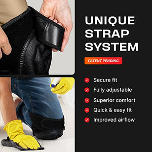 NoCry Gel Knee Pads for Men & Women with Waterproof Anti-Slip Cap and Adjustable Non-Slip Straps — Perfect Gardening Knee Pads; Work Knee Pads for Women & Men or Soft Knee Pads