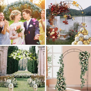 Adorox 7.5 Ft Metal Arch (Two Way Assemble) for Wedding Garden Bridal Party Decoration Arbor (Black)
