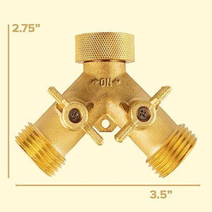 INNAV8 Garden Hose Splitter 2 Way Heavy Duty - SOLID BRASS Hose Splitter Features Easy to Open Valves - Garden Hose Y Splitter for Outdoor Faucet - Hose Bib Water Hose Splitter 2 Way Heavy Duty