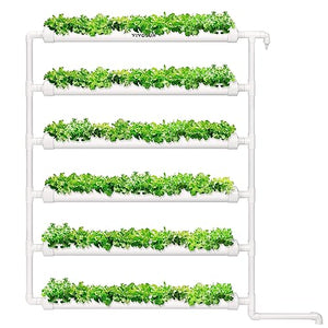 VIVOSUN Hydroponic Grow Kit, 54 Plant Sites 6 Food-Grade PVC-U Pipes Hydroponics Planting System with Water Pump, Pump Timer, Nest Basket and Sponge for Leafy Vegetable