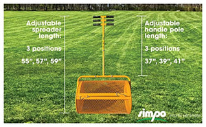 SIMPO Peat Moss Spreader Compost Spreader Lawn & Garden Spreader 24" x 16" x 59" Long Adjustable Handle No-Tool Easy Assembly
