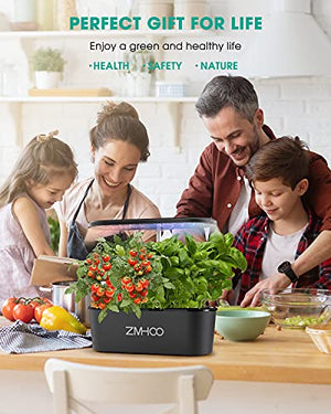 ZMHOO Hydroponics Growing System, Herb Garden Kit Indoor with 2 Led Grow Light Modes, Smart Timer Starter Kit, Adjustable Easy-to-Install Magnetic Light Rod for Home, Kitchen, Gardening