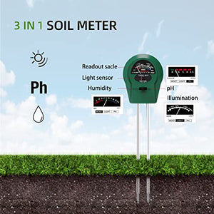 Soil Moisture Meter, Tasainu 3-in-1 Moisture Meter for House Plants, Soil pH Meter, Suitable for Potted Plants, Farms, Gardens and Indoor & Outdoor, No Battery Required