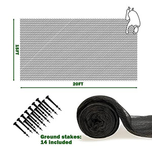 POYEE Pond Netting for Leaves - 15x20 Ft, Pool Leaf Cover Net with Small Fine Mesh - Protecting Koi Fish from Birds, Cats - Stakes Included.